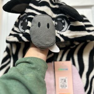 Funzie Time Zebra Hooded onesie